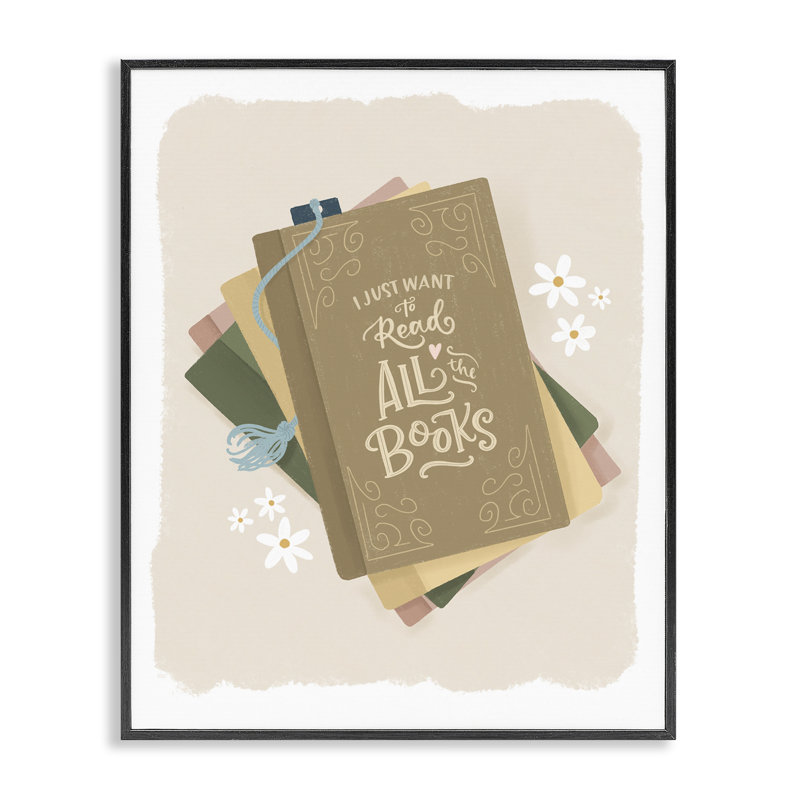 Vouloir lire tous les livres, estampe numérique, design par Sandra Picco, H 30 po x l 24 po, Giclée encadrée noir minuit