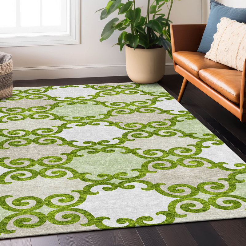 Malek Indoor/Outdoor Area Rug with Non-Slip Backing, Rectangle 10' x 14'