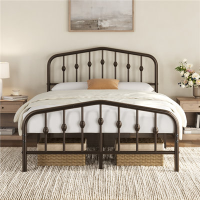 Metal Bed with Arched Headboard and Footboard