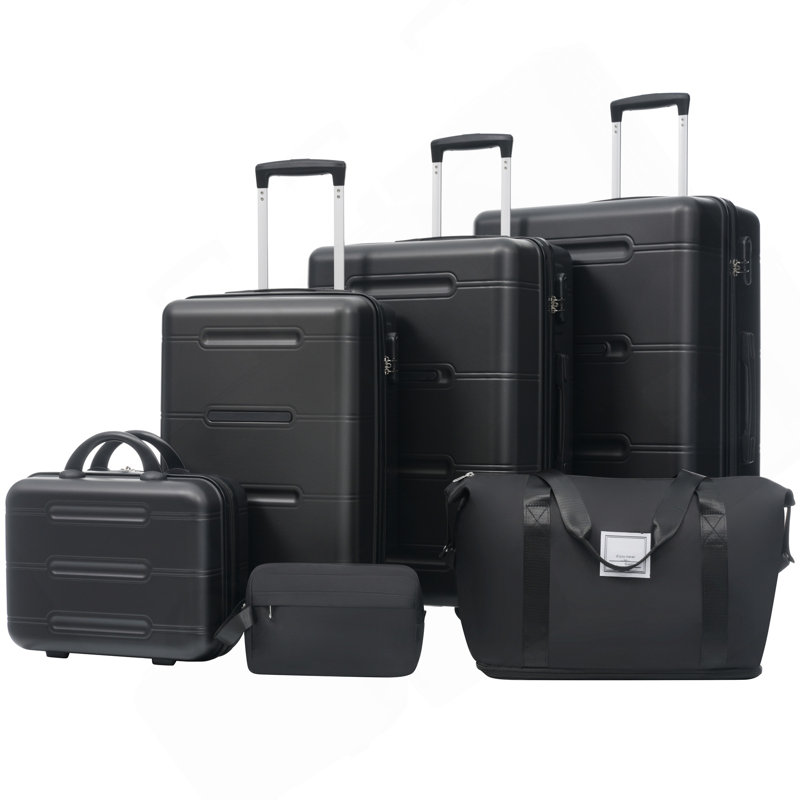 Ensemble de bagage 6 pièces, valise rigide avec roulettes doubles et verrou à mot de passe