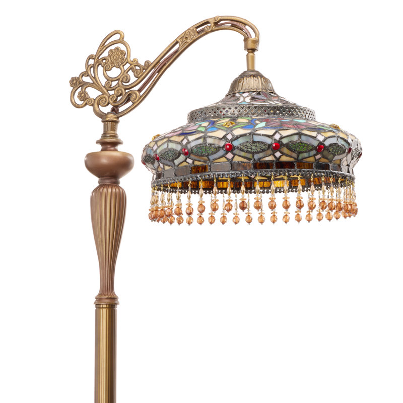 59"H Parisian Tiffany Stained Glass Umbrella Shade Floor Lamp