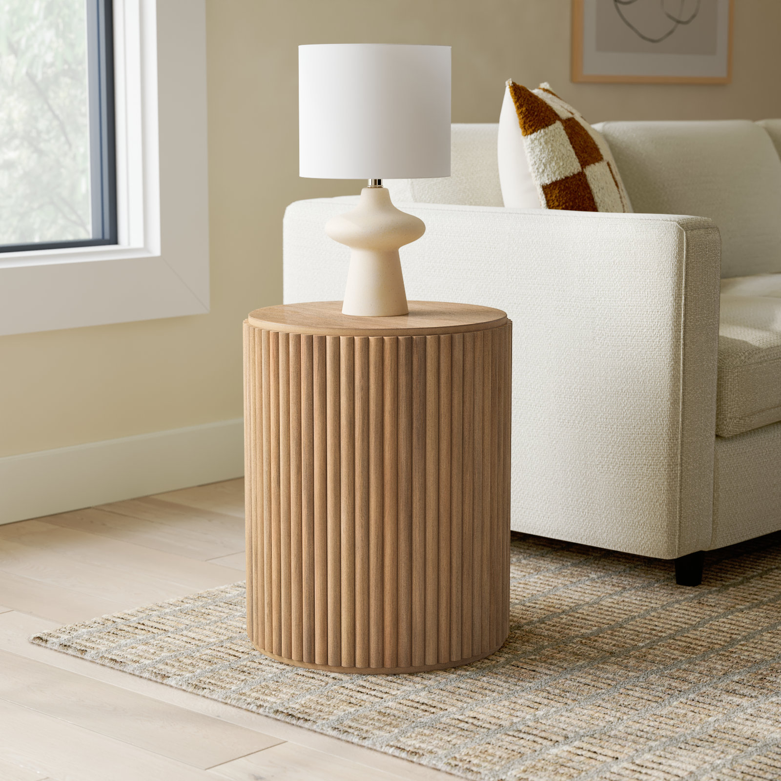 Chessa Solid Wood End Table, Light Brown