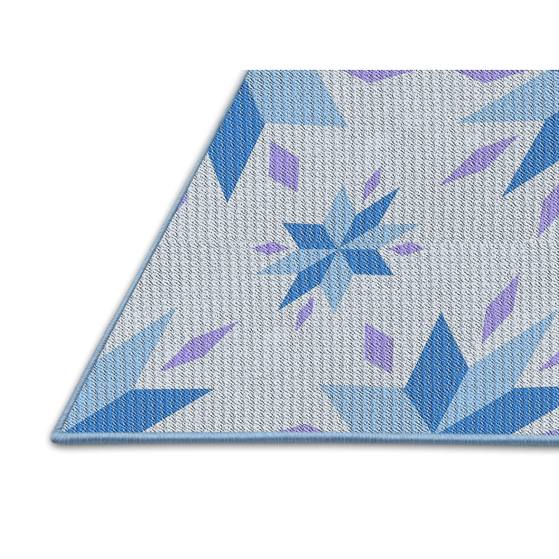 Tapis bleu/blanc à motifs, Rectangle 2 pi x 4 pi