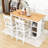 Devra 5-Piece Dining Set, Counter Height Wooden Table with 3-Tier Storage and Upholstered Chairs-1270612448