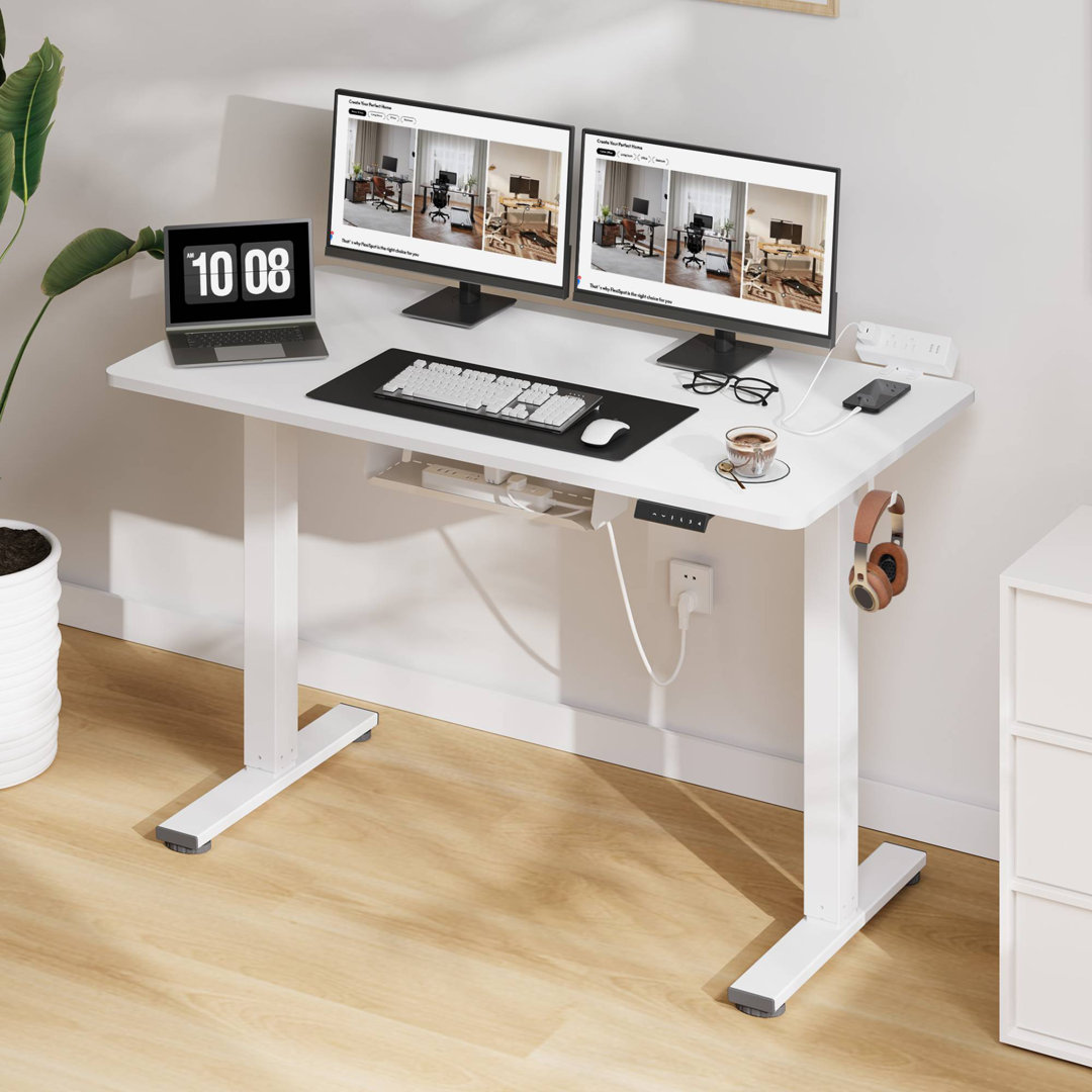 Mancheer Home Office Height Adjustable Standing Desk with USB Ports and Cable Management Tray The Twillery Co.® 