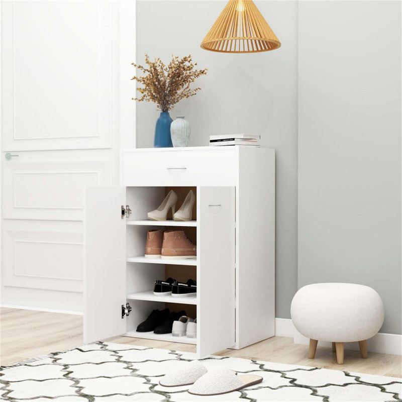 Sandara 12 Pair Shoe Storage Cabinet, White