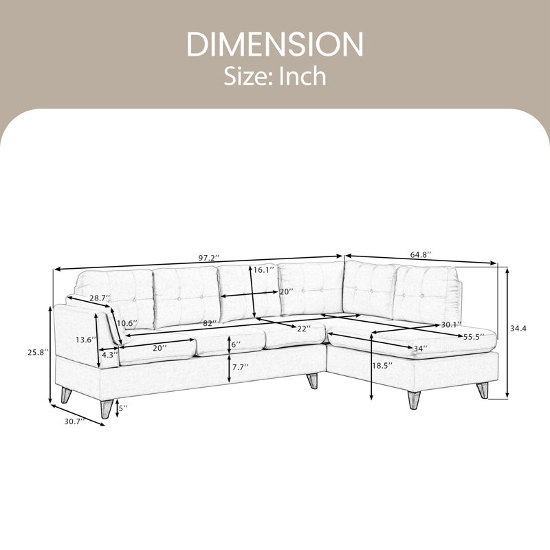 Canapé modulaire Adilbek, 100 % lin beige