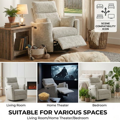 Callendale Electric Power Swivel Rocker Recliner Chair With USB & Type-C Port