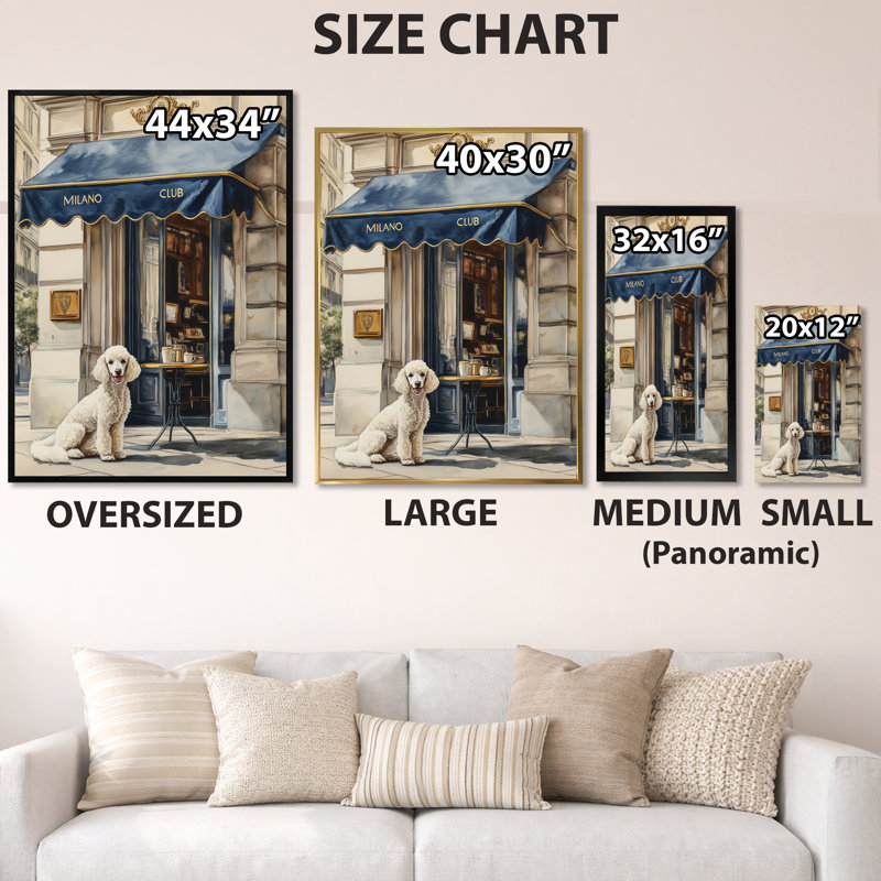 Club Caniche Milano - Décoration murale pour chien, H 44 po x l 34 po, Toile tendue