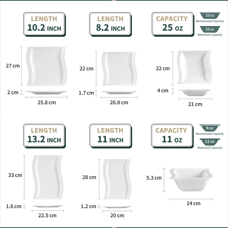 26-Piece Porcelain China Dinnerware Set, Service For 6 
