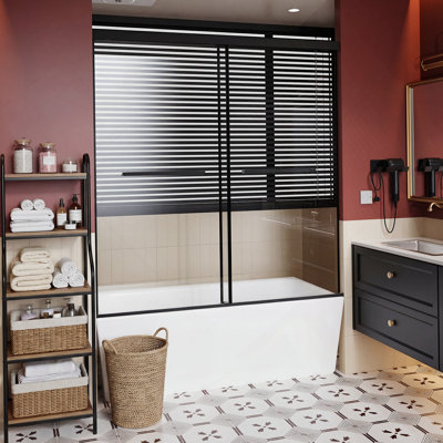 60X62 Inch Standard Size Frameless Aluminum Shower Door, Dual Sliding Doors With Quiet Soft-Close Track, Easy 30-Min Install, Enhanced Leak Protection With Lengthened Water Guard