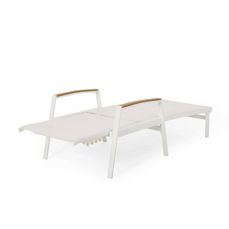 Burnam Outdoor Metal Chaise Lounge Set with Table, White