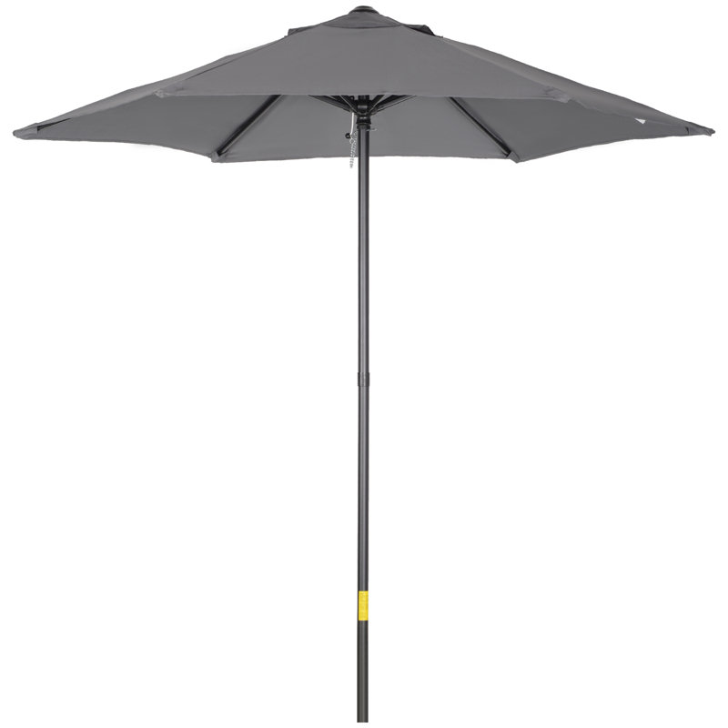 McKenney 2m Garden Parasol Umbrella w/ Aluminium Pole 6 Ribs, Grey
