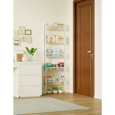 Bibliothèque murale à 5 niveaux pour - Organisateur de bibliothèque en métal pour jouets et livres dans la chambre de bébé, la chambre à coucher ou le salon