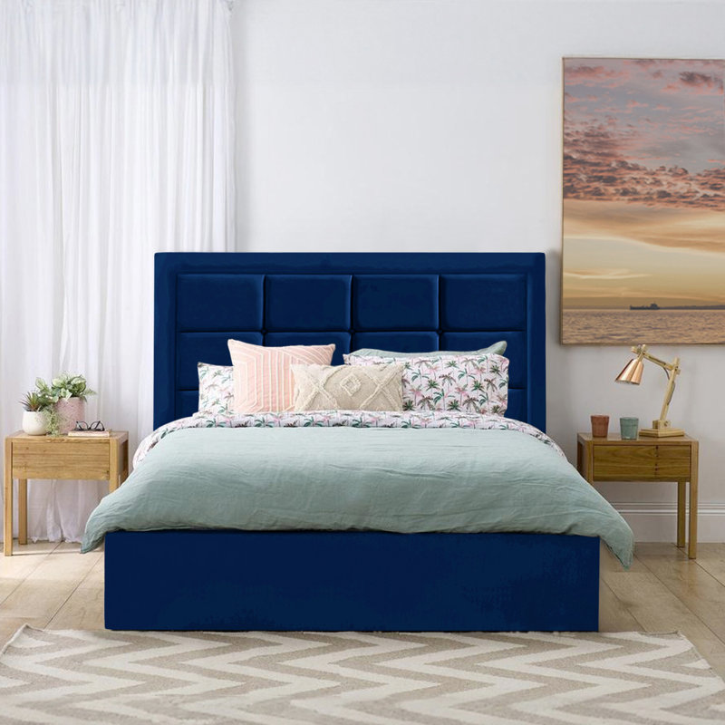 Adoline Upholstered Bed, Double (4'6), Marine