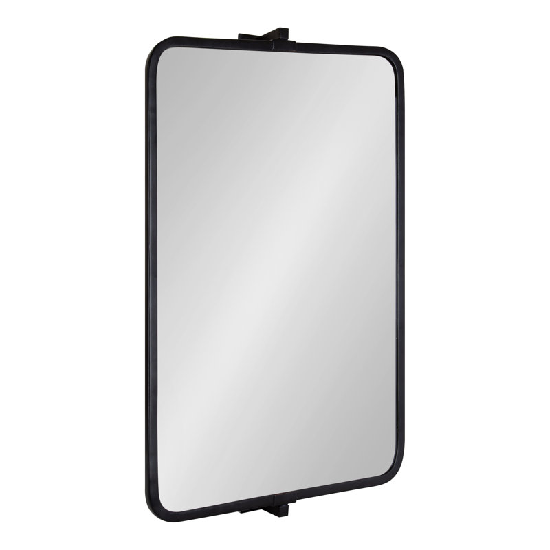 Mishaela Pivot Rectangle Metal Wall Mirror, 20'' H  x 31.75'' W, Black