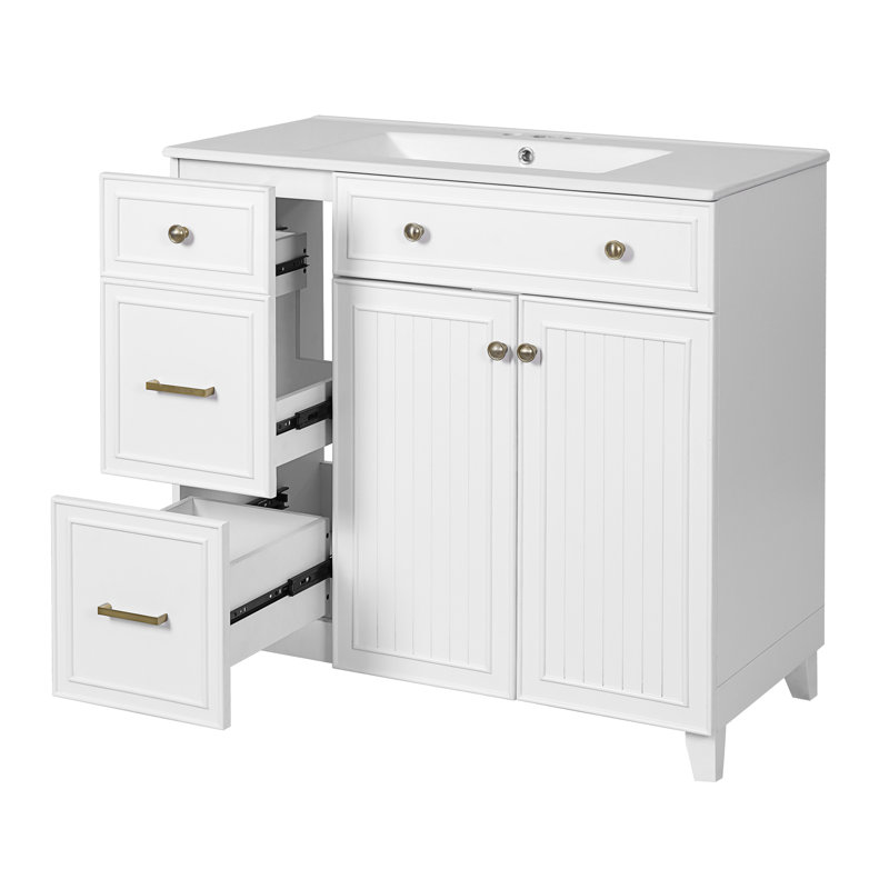 Meuble-lavabo de salle de bain avec lavabo, Blanc