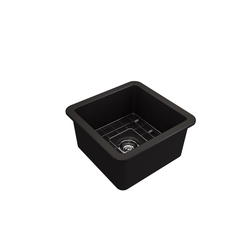 Évier de cuisine à fixation double L 18 po x l 18 po avec accessoires, Noir mat