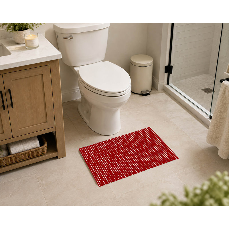 Tapis de toilette rectangulaire absorbant et antidérapant Lak, L 34 po x L 21 po, Rouge canneberge