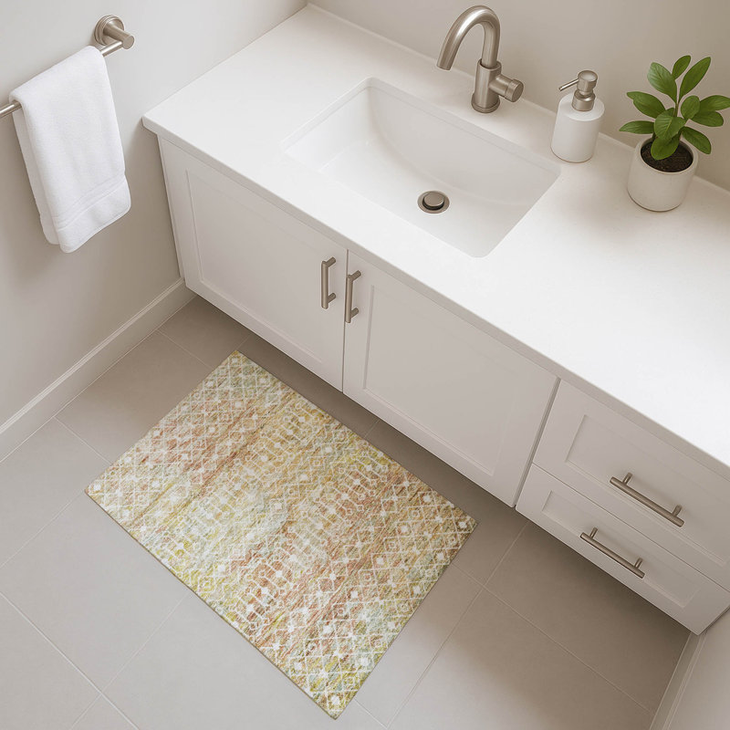 Premium Machine Washable Brennon AMF1638 Geometric Rug, Rectangle 1'8" x 2'6"