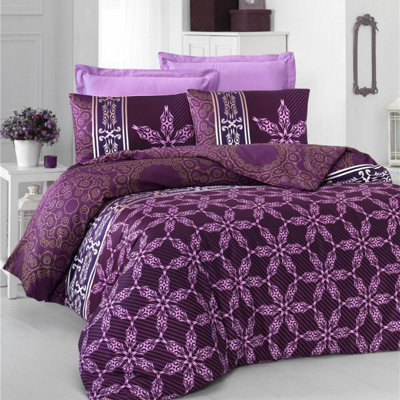 Luxurious Satin Single XL Quilt Cover Set, 100% Cotton Satin, 61 x 79 Duvet Cover & 31.5 x 31.5 Pillowcase | 210 Thread Count, Button Closure | Machine Washable, Elegant Lilac & White Design for Stylish Bedrooms