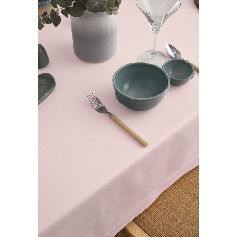 Dru Cotton Linen Plain Tablecloth, 104" x 60", Pink