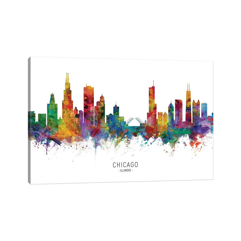 «Chicago Illinois Skyline», impression sur toile tendue, 40'' H x 60'' W x 1.5'' D