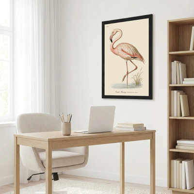 Flamant rose, reproduction d'art sur toile tendue sur toile, style rétro, décor naturel pour salon, chambre à coucher ou bureau