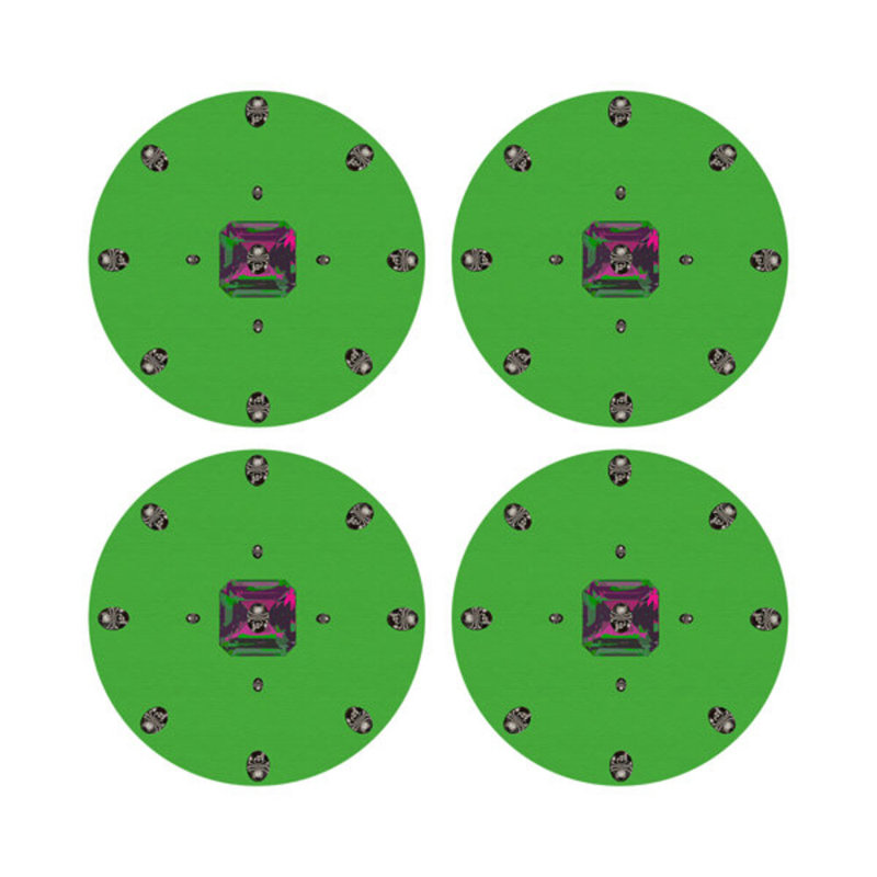 Sous-verres ronds en cuir vert acide Asscher, Vert acide