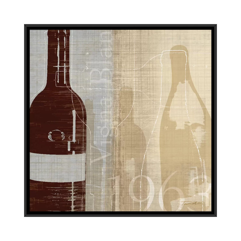«Bordeaux II», impression sur toile tendue, H 18 po x l 18 po x P 1,5 po, Toile avec cadre flottant noir, Pas de tapis