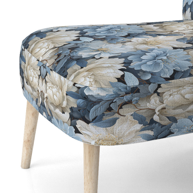 Misty Whispers Moody Patterns - Chaise d'appoint rembourrée de style campagnard, fauteuil d'appoint bleu