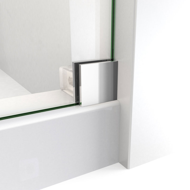 76" Polished Stainless Steel Frameless Sliding Shower Enclosure with Clear Glass