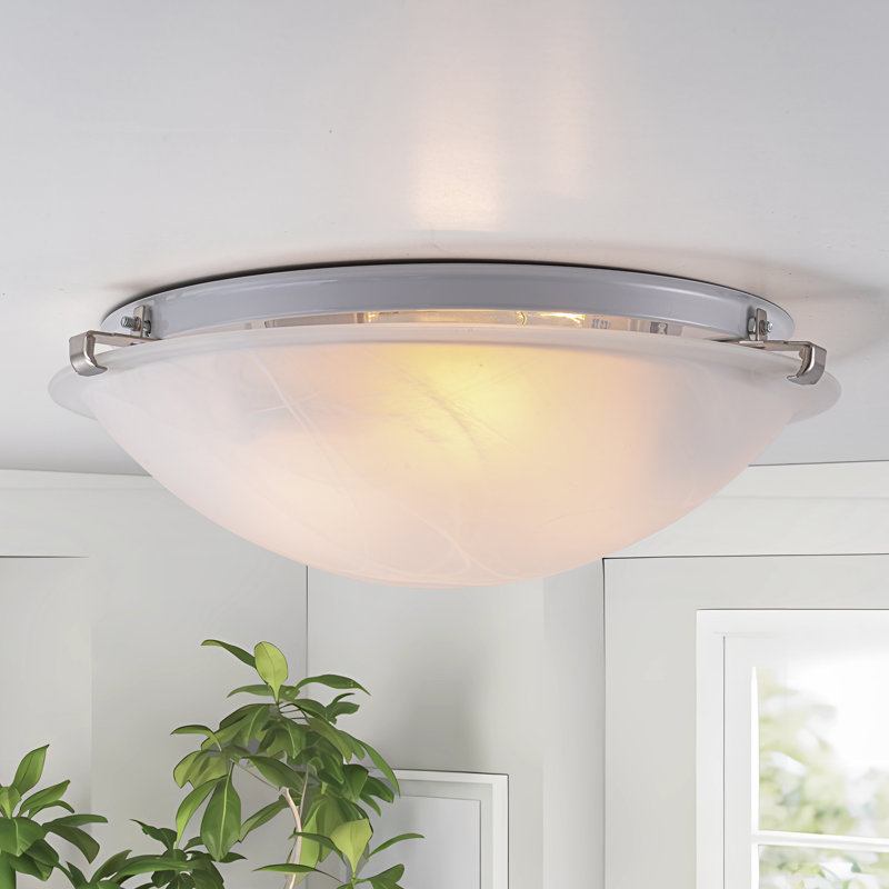 15.75 In. Brushed Nickel Flush Mount Ceiling Light With Alabaster Glass (4-pack), Brushed Nickel