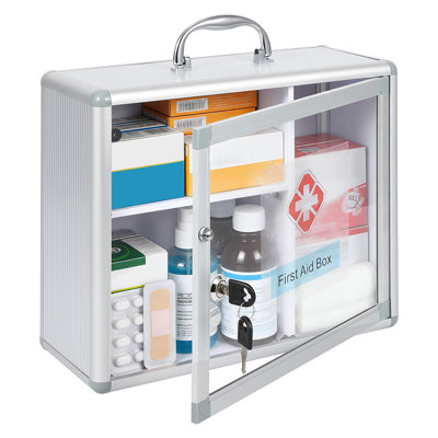 Armoire à pharmacie moyenne verrouillable avec poignée, armoire de premiers soins Protable