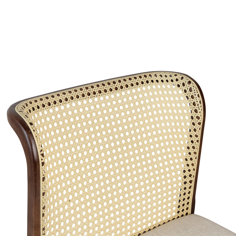 Modern Brazilian Upholstered Dining Chair, Medley Ivory/Nogal and Natural Frame