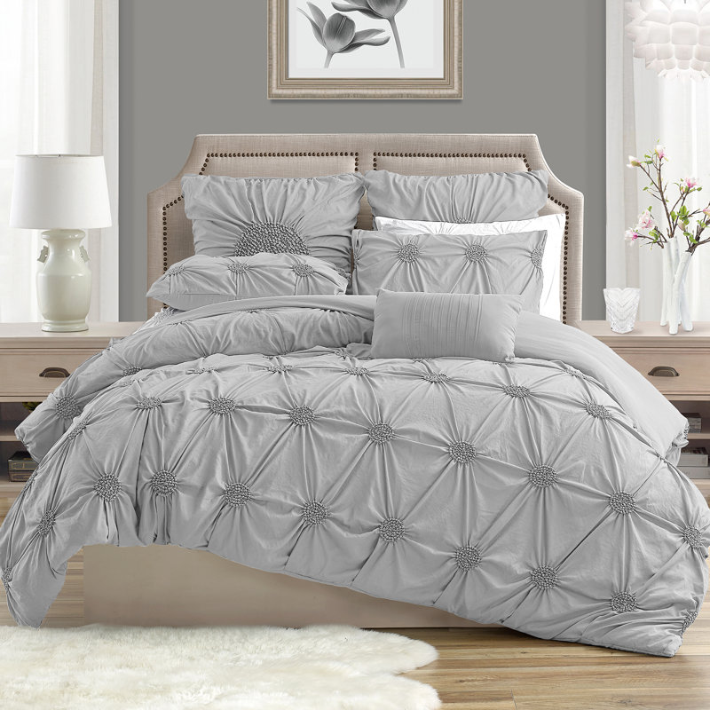 Microfiber Duvet Cover Set, Light Gray, Queen Duvet Cover + 2 Shams