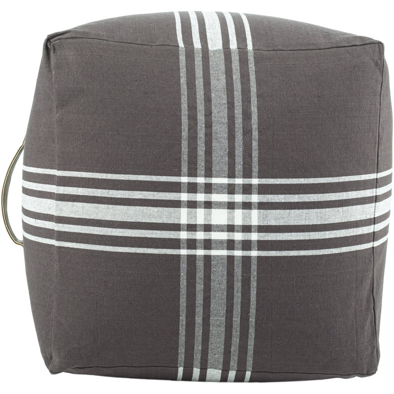 Olgrah Upholstered Pouf, Charcoal Cotton Blend
