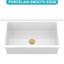 Évier de cuisine à une cuve de 81 cm (32 po), blanc, encastré, rectangulaire profond, grande durabilité, double installation, cuit à haute température