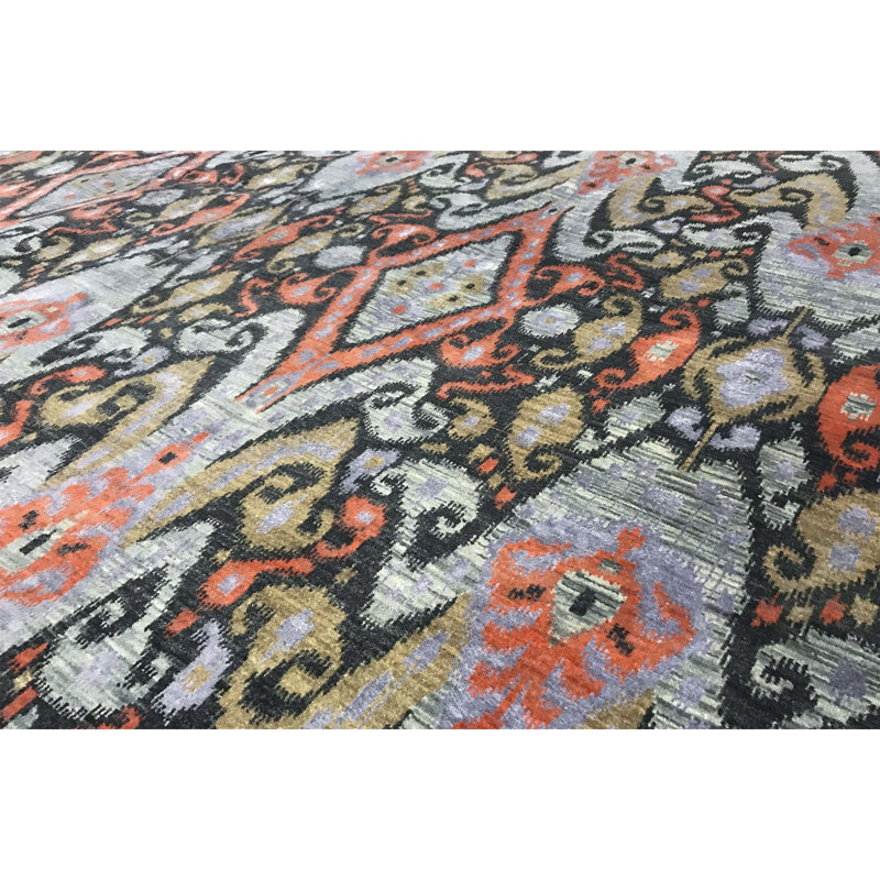 One-of-a-Kind Hand-Knotted High-Quality Beige/Orange/Black Area Rug