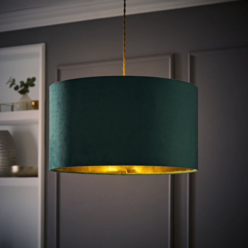 Ajua Drum Lamp Shade ( Slip-On ) in Green, 25" H x 45" W x 45" D