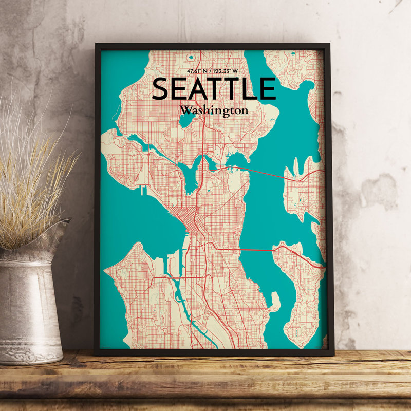 Seattle City Map - No Frame Print, 43.2cm H x 27.9cm W x 0.13cm D