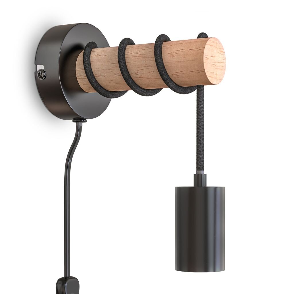 Wandlampe mit Holz - Industrial Design - Schwarz - 10W - E27 - Kenyon