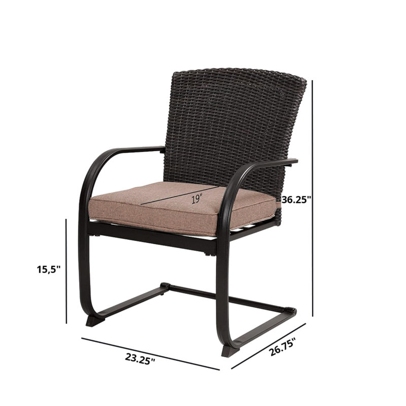 Beige Iron and Rattan Outdoor Rocking Chairs with Cushions