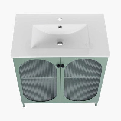 Meuble-lavabo autoportant de 30 pouces avec comptoir en céramique