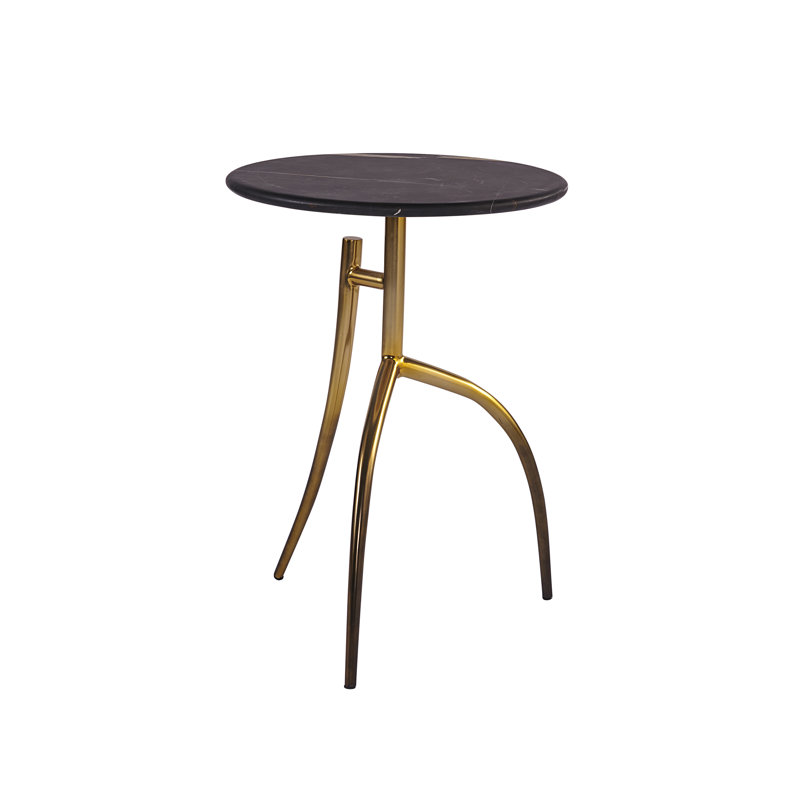 Marble Top End Table - Black