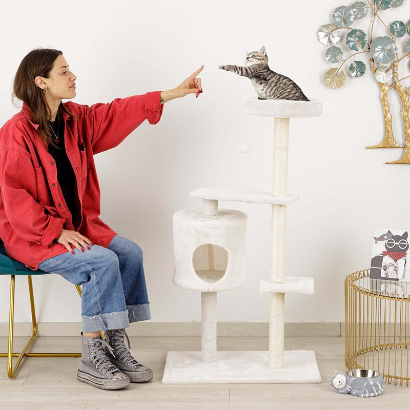 Dearman 112cm H Cat Tree, White