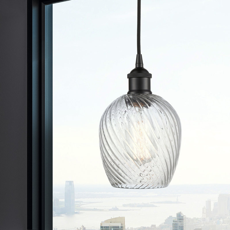 Luminaire suspendu simple à 1 lumière Orianne, Noir mat