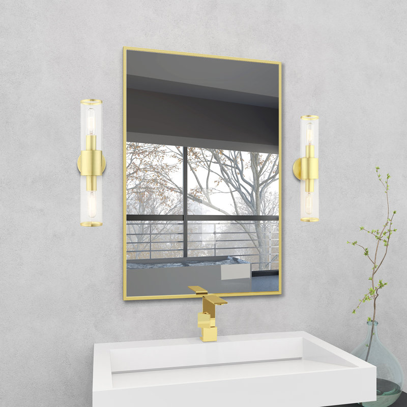 Bancroft Satin Brass 2-Light Vanity with Clear Glass Shades