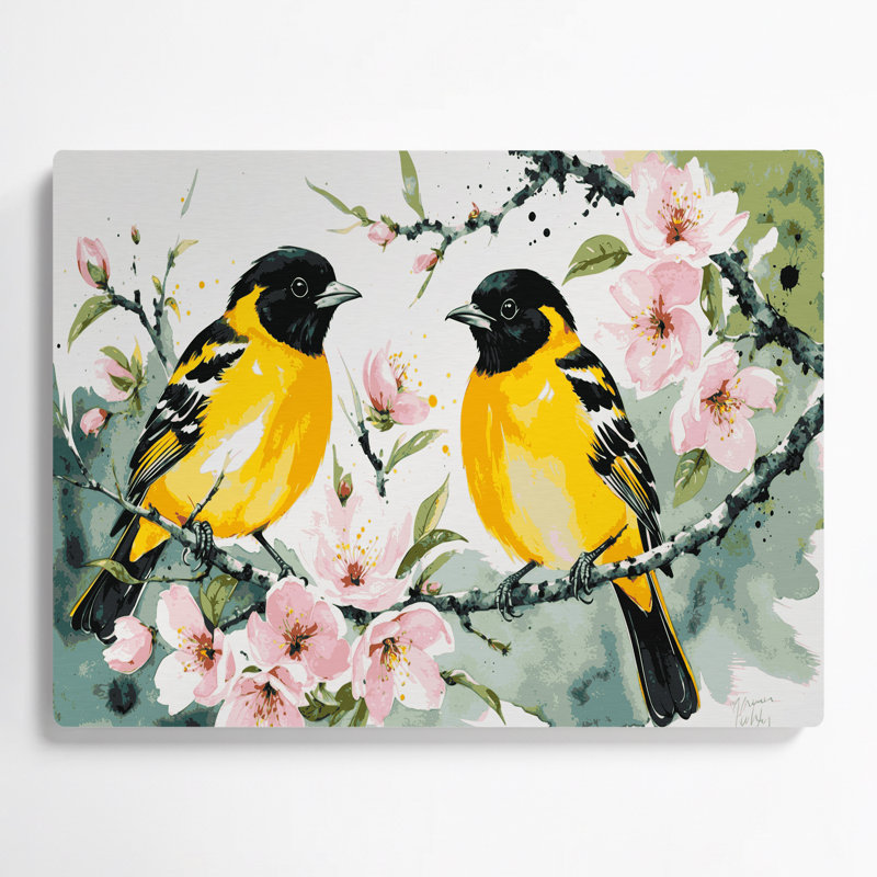 Oiseaux, art mural en métal beige, H 132 po x l 168 po x P 0,05 po