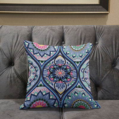 Bohemian Mandala Vector Outdoor Pillow Damask Outdoor Reversible Throw Pillow